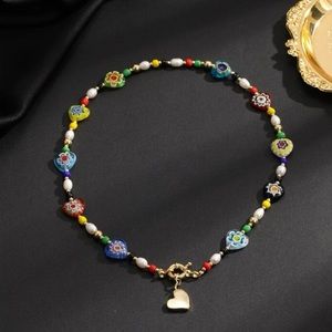 14k Gold Beaded Charm Necklace